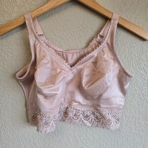 Ruby Ribbon Lace Demiette Bra Pale Pink Nude Wire Free Support Size 38